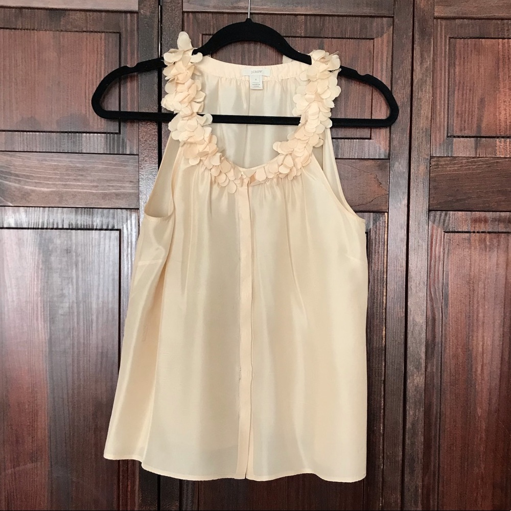 J. Crew Pink Top with Ruffle Detail Size 6